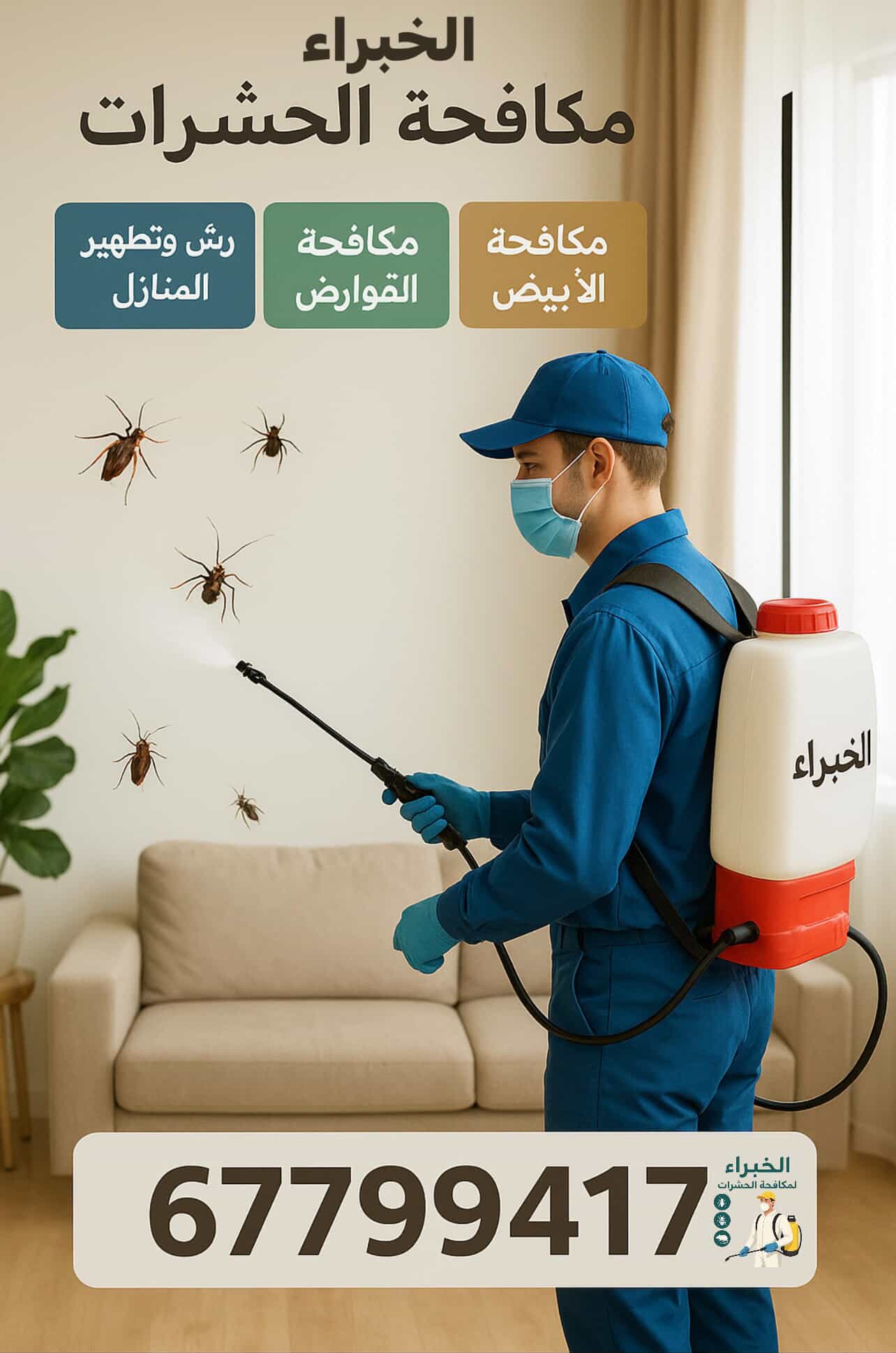 الخبراء لمكافحة الحشرات في الكويت | 67799417 مكافحة الصراصير والنمل وبق الفراش